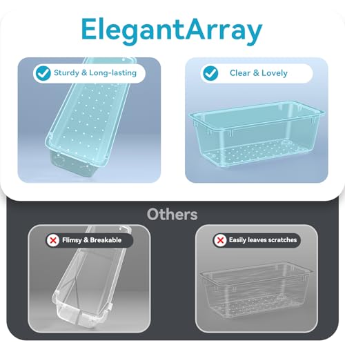 ElegantArray 12-Piece Drawer Organizer Set, 4 Sizes Versatile Plastic Vanity Organizer for Makeup, Stationery, Gadgets, in Kitchen, Bathroom, Office, and Bedroom, Sea Blue - color: Sea Blue, size: 12 PCS