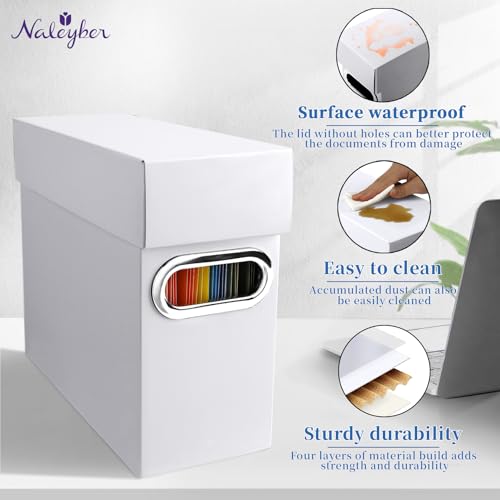 File Organizer Box with Lid & Handle, Thickened Cardboard Hanging File Folder Storage Boxes for Letter Size, Portable Filing Organizer for Office, Home, Classroom, White 2 Pack - color: White, size: 2 Pack