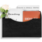 Suzile Wall Mounted File Holder Wood Magazine Holder Wall Hanging File Organizer for Office Mail Magazine Letter Paper Folder Organization (Black)