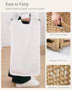 SETVSON Laundry Hamper with Lid Laundry Basket 132 L (35 Gal) Wicker Clothes Hamper, Handwoven Rattan Hamper with Handles and 4 Removable Liner Bags, 6 Mesh Bags for Laundry Bedroom Natural - color: Natural, size: 35.0 Gal