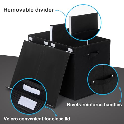 popoly 122L Large Toy Box Chest with Lid, Foldable Toy Storage Organizer Bin Boxes with Removable Divider for Kids, Boys, Girls, Nursery, Playroom, 26"x17" x17"(Linen Black) - color: Extra Large Black