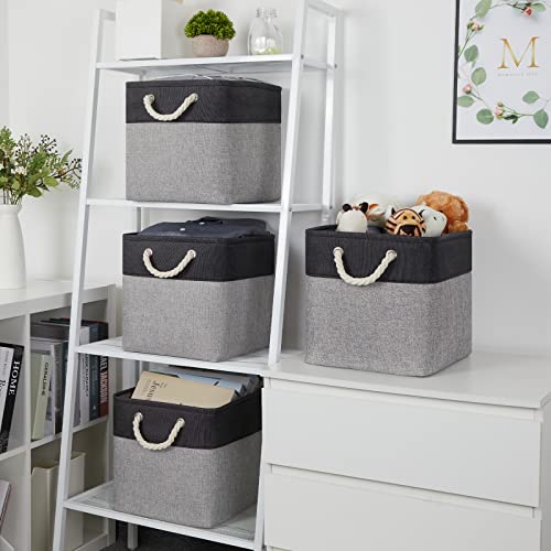 Temary 12 Inch Cube Storage Baskets 4 Pack Fabric Storage Bin for Clothes, Large Baskets with Handles, Basket for Organizing Towels, Blankets, Collapsible Cube Storage Bins (Black&Gray) - color: black&grey, size: 12"L x 12"W x 12"H