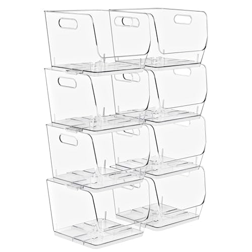 Sorbus Stackable Storage Bins Open Front, Clear Stackable Storage Bins, Pantry Bins for Storage and Organization, Acrylic Stackable Bins for Kitchen, Clear Pantry Organizer Bins (Medium Sqware 8 Pack) - size: Medium Square, style: 8 Pack