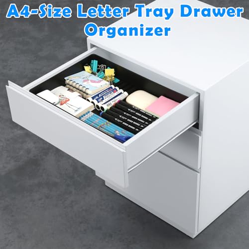Letter-Size Tray, 2PCS Plastic Stackable A4 Paper Tray, Desk Drawer Organizer, Multi-use Large Storage Basket for Office Home Supplies,13 x 9.6 inch - color: Black 2pcs