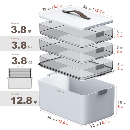 CTIME 4-Tier XL Medicine Organizer - Portable Medicine Cabinet with Leather Handle, Empty First Aid Kit for Home Organization Must, School, Dormitory, Travel, RV, Dorm, Ideal Elderly Gift - size: Extra Large 4-Tier
