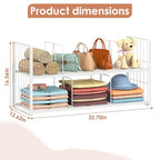 Hongtamoya Stackable Closet Storage Shelf, Adjustable Divider Clothes Shelves Organizer for Jeans Pant Shirt Sweater Bag Purse Shoe, Clothing Shelving Rack for Bedroom RV Wardrobe Closet System-White