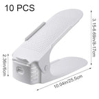 10 Pcs Shoe Stacker Adjustable Shoe Slots Organizer Shoes Slots Space Saver Double Deck Rack Holder for Closet Organization Shoe Storage