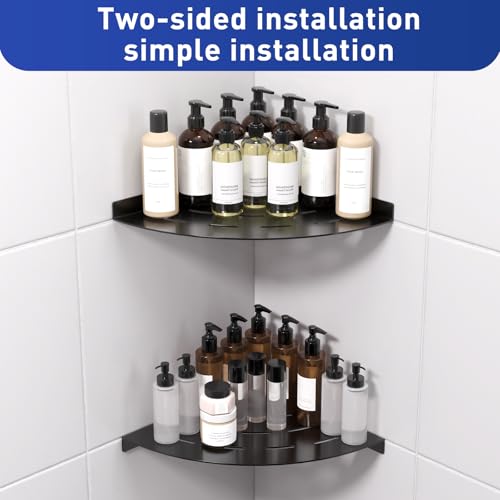 Corner Shower Shelves Load Capacity 40 Lbs 304 Stainless Steel Shelf for Shower Will Not Rust 8in Shower Corner Shelf Matte Black Drilling Installation - color: Matte Black