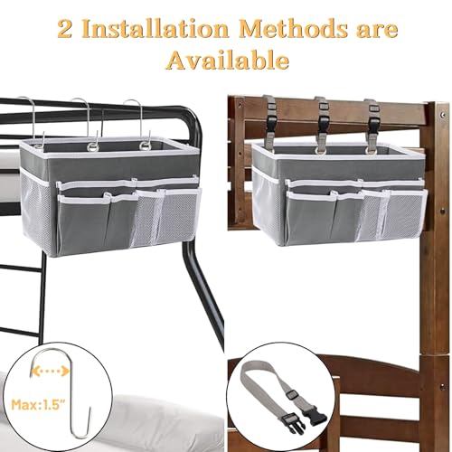 Ofiray-home 2pcs Bedside Caddy/Bedside Hanging Storage Bag for Bunk College Dorm Bed and Hospital Beds,Can be Placed Glasses,Water Bottle,Books,Mobile Phones,Keys,Dorm Room Essentials