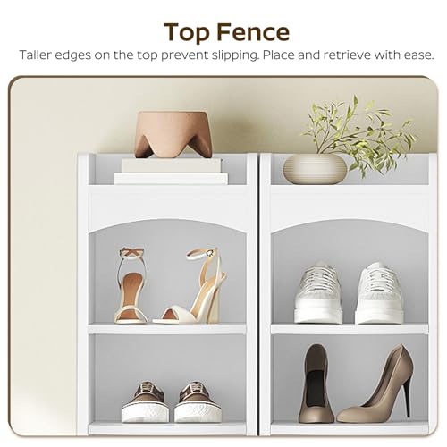 YATINEY 9-Tier Tall Shoe Rack, Wooden Shoe Storage Organizer, Narrow Shoe Cabinet with Removable Shelves for Small Spaces, Holds 9 Pairs of Shoes, for Entrance, Hallway, White SS02WT - color: White, size: 10.2''L x 13.4''W x 65.7''H