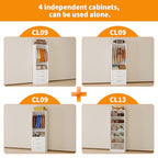 Closet System with 4 Sets, 8FT-21FT Closet Organizer Systems with 9 Wooden Drawers 9 Shelves & 5 Hanging Rods, Walk in Closet freestanding Small Corner Modular Closet Storage System White (8FT)