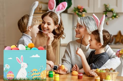NTAOHAMPER Rectangular Easter Eggs Basket Empty,Easter Storage Bin with Handles,Baby Room Decor,Gift Basket(Blue Easter Eggs) - color: Blue Easter Eggs