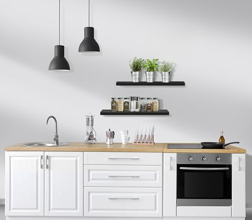 Sorbus Floating Shelves for Wall - 24" Bathroom Shelves, Wall Decor for Bedroom, Kitchen, Living Room, Home Decor & Book Storage - Mounted Floating Shelf with Invisible Brackets (Black, 2 Pack) - color: Black, size: 2 Pack