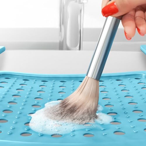 Sink Topper Bathroom Counter Cover & Storage Saver, Foldable Mat for Hot Tools, Hair Styling & Makeup, Beauty Brush Cleaning Mat, RV Camper Sink Cover & for Small Spaces (Standard Pacific Blue) - color: Pacific Blue, size: Standard