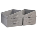 JAKAGO Fabric Storage Bins set of 4 Rectangle Storage Baskets with Handle Foldable Closet Organizer for Clothes Towel bedding Books Collapsible Clothing Container for Shelves Bedroom(Gray Low)