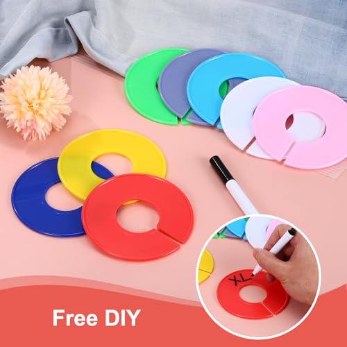 uxcell 10 Pcs Clothes Dividers,Round Closet Rack Dividers Clothing Rack Size Dividers Blank Labels Writable & Reusable for Hanging Clothes Sorting Size, Light Blue - color: Light Blue