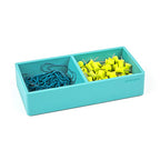 Poppin Softie This + That Tray, 2 Compartments, Silicone, 3 x 6.25 x 1.5, Aqua - color: Aqua, size: 6.3" x 3" x 1.5"