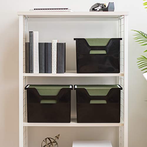 IRIS USA Large Portable Desktop File Box with Open Lid, 4 Pack, Side Handles, Hanging File Folders, Tabs & Inserts, Letter Size, Magazines, Newspapers, Mail, Books, Notebooks, Black - style: Black L - 4 Pack