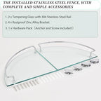 2 Ties Glass Corner Shelf with SUS 304 Stainless Steel Rail Chrome Finished, Esquinero para baños, Rustproof Tempered Glass Shelf, Shower Caddy Organizer 9.8" x 9.8" - size: 2 PACK With Rail