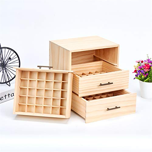 Pure Vie Wooden Essential Oil Storage Box Home Fragrance Carrier Case, Holds 90 Bottle (Fits 5-15ml) - Aromatherapy Organizer Makeup Nail Polish Perfume Container - Keep Your Oil Safe & Space Saver