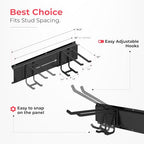 TIDYME Garage Wall Organizer | 64" Heavy-Duty Tool Storage Rack | Adjustable Double-Layer Hooks | 400 lbs Capacity | Carbon Steel Wall Mount Holder for Shovels, Rakes, Ladders & Power Tools - size: 64" (0 Shelves)