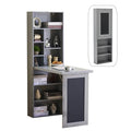 Folding Desk with Storage,Foldable Convertible Writing table with Blackboard and Shelves,Wall Mount Fold Out Table Cabinet , Space-Saving Murphy Desk for Multi-Function Home Office Workstation (Grey) - color: Grey