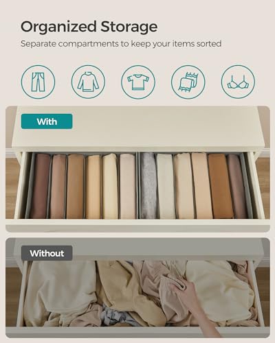 SONGMICS Set of 6 Large Size Wardrobe Clothes Organizers, 6-Compartment Foldable Drawer Organizers with Handles, 16.5 x 11.8 x 6.7 Inches, for Pants, Sweaters, Jeans, Dove Gray URUS009G03 - color: Dove Gray, size: 6 Pack