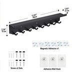 Volnamal Key Holder Wall Mount, Magnetic Key Hooks and Mail Organizer Tray with 8 Hooks, Adhesive Key Rack Hanger for Entryway, Refrigerator, Black