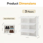 HealSmart 6-Tier Shoe Rack Organizer with Door, 24-Pair Shoe Storage Cabinet, Stackable Plastic Shelves for Closet, Entryway, Hallway, Bedroom, White
