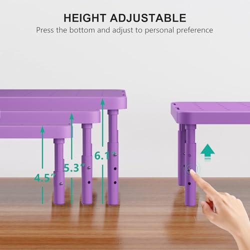 WALI Computer Monitor Stand for Desk, Adjustable Laptop Riser, Desk Monitor Stand Underneath Storage for Office, Home, School Supplies (PTT001-V), 1 Pack, Violet - color: Violet, size: Basic
