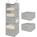 MAX Houser 5 Tier Shelf Hanging Closet Organizer, Cloth Hanging Shelf with 2 Sturdy Hooks for Storage, Foldable (Light Grey-D2) - color: Lightgrey-1