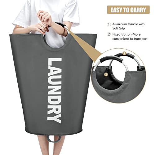 Maxsilan 90L Large Laundry Basket, Freestanding Tall Clothes Hamper, Collapsible Laundry Bag, Dark Grey - color: Dark Grey, size: 90L