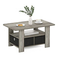Furinno Andrey Coffee Table with Bin Drawer, French Oak Grey/Black - color: French Oak Grey/Black, style: 2 Bin