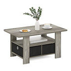 Furinno Andrey Coffee Table with Bin Drawer, French Oak Grey/Black - color: French Oak Grey/Black, style: 2 Bin