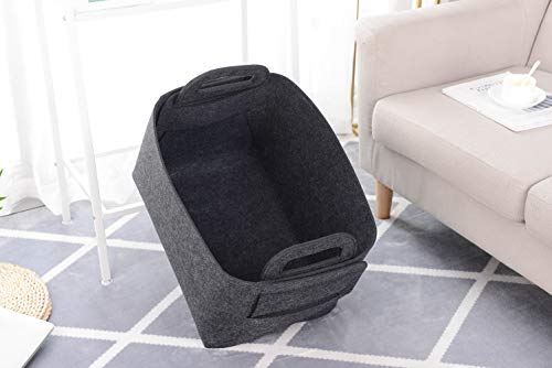 Storage Basket Felt Storage Bin Collapsible& Convenient Box Organizer with Carry Handles for Office Bedroom Closet Babies Nursery Toys Laundry (Dark grey, 19.9inch（L）×13.6inch（W）×12.6inch（H）) - color: Dark grey, size: 19.9inch（L）×13.6inch（W）×12.6inch（H）