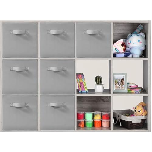 11x11 Inch Storage Bins Cubes, Fabric Foldable Storage Box, Collapsible Closet Organizer for Clothes, Blankets, Office, Bedroom, Living Room, Shelf Cabinet, Bookcase, Gray, 7 Pack - color: Grey, size: 7 PACK