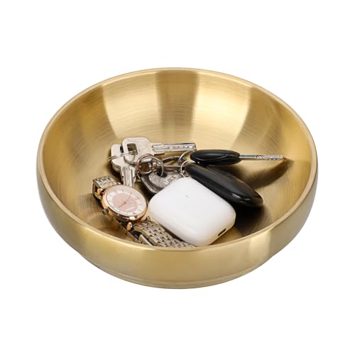 Key Bowl for Entryway Table Decorative Key Dish for Organizing Tabletop Catch All Bowl Gold Fruit Bowls for Kitchen Counter, Coffee Table,7.4 Inches - color: Gold, size: 7.4 Inches