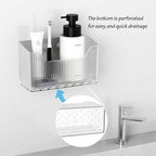 2 Pack Cabinet Door Organizer, Inside Cabinet Door Storage, Shower Caddy Stackable Clear Plastic Makeup Organizer Adhesive Hanging Bin for Kitchen Cabinets, Bathroom, Pantry, Office