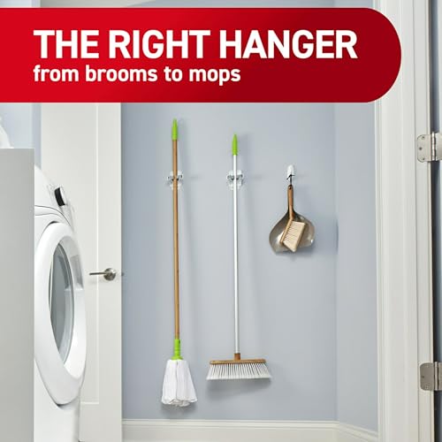 Command Broom Grippers, 3 Hangers and 6 Strips, Damage-Free Mop and Broom Holder Wall Mount, Household Cleaning Tool Organizer for Kitchen, Laundry Room, Closet, Holds up to 4 lb - size: Large
