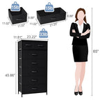 Crestlive Products Vertical Dresser Storage Tower - Sturdy Steel Frame, Wood Top, Easy Pull Fabric Bins, Handles - Organizer Unit for Bedroom, Hallway, Entryway, Closets - 7 Drawers (Black) - color: Black, style: 7 Drawers