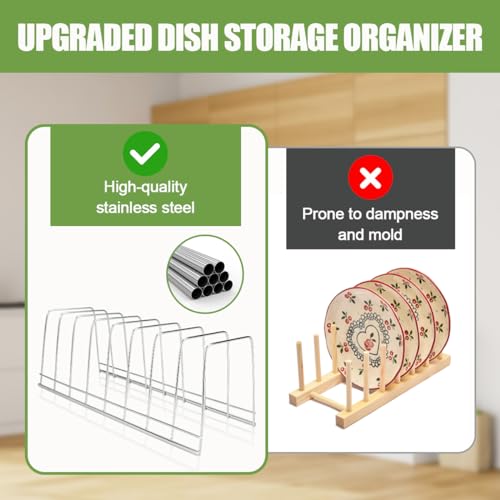 SITAKE 6 Pack Kitchen Cabinet Organizer Pot Lid Holder Stainless Steel Reusable Containers Drying Rack Stand Counter Storage Shelf for Pot Pan Dish Plate Cutting Board Serving Trays Bakeware (Silver) - color: Silver