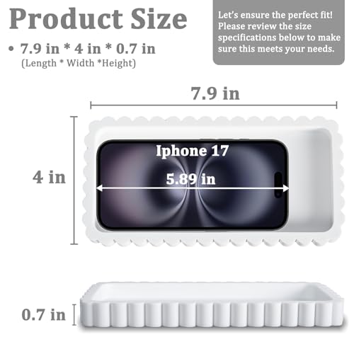 Small Silicone Bathroom Vanity Tray, Sink Caddy for Dish Soap Dispenser, Sponge Holder for Kitchen Sink, Rectangle Bathroom Countertop Organizer for Perfume, Jewelry, Candle (7.9” * 4”, White) - color: White, size: 7.9" x 4" x 0.7"