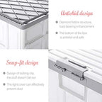 Collapsible Storage Bins with Lids 30L, Folding Plastic Stackable Utility Crates 2-Pack, Durable Containers for Home & Garage Organization - Oyster White - color: White
