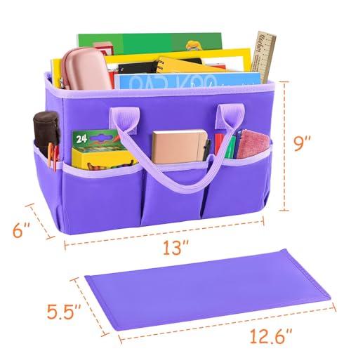 ZKOO Art Organizer Desktop Craft Storage Tote Bag for Crafts, Sewing, Paper, Art, Canvas, Supplies Storage Organization with Handles for Travel or Daily Use (Purple, Small) - color: Purple