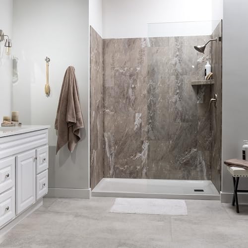 Palisade Vinyl Waterproof Corner Shower Shelf in Venetian Marble - color: Venetian Marble