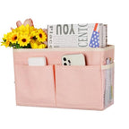 Bedside Caddy Hanging Storage with Water Bottle Holder for Bunk Bed Hospital Bed Dorm Rooms (Pink) - color: Pink