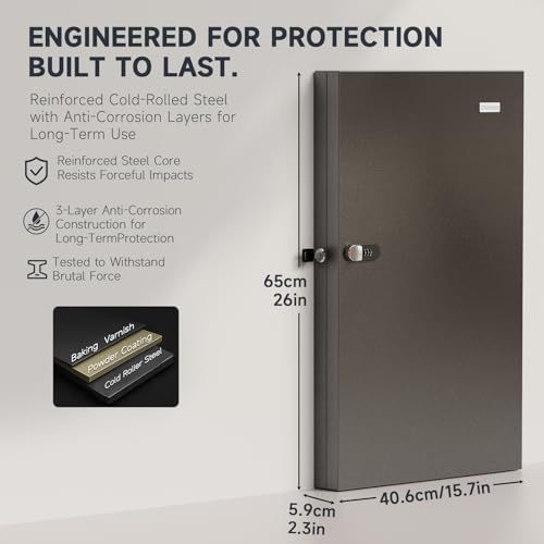 WeHere 96 Key Lock Box Wall Mounted - Commercial Key Cabinet with 3-Digit Combination Lock & Backup Key, Key Organizer Lockbox for Office, Rental, Property Management, Includes Key Tags - size: 96 key(Basic)