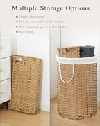 SETVSON Laundry Hamper with Lid 23.8 Gal (90 L) Round Laundry Basket with Lid Handwoven Clothes Hamper Removable Bag 2 Mesh Bags Rattan Woven Basket Handles for Bathroom Living Room Natural - color: Natural, size: 23.8 Gal - 90L