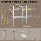 Expandable Under Sink Organizer and Storage, 2-Tier Height Adjustable Under Cabinet Organizer Shelf with 8 Removable Panels for Bathroom Kitchen Multi-Purpose Storage (8 Panels)