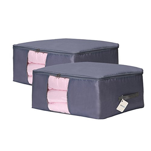 Comforter Storage Bags Pack of 2,Pillow Beddings/Blanket Clothes Organizer Storage Containers with Zippers,Breathable and Moistureproof(Grey 2pcs, XXL) - color: Grey 2pcs, size: XXL